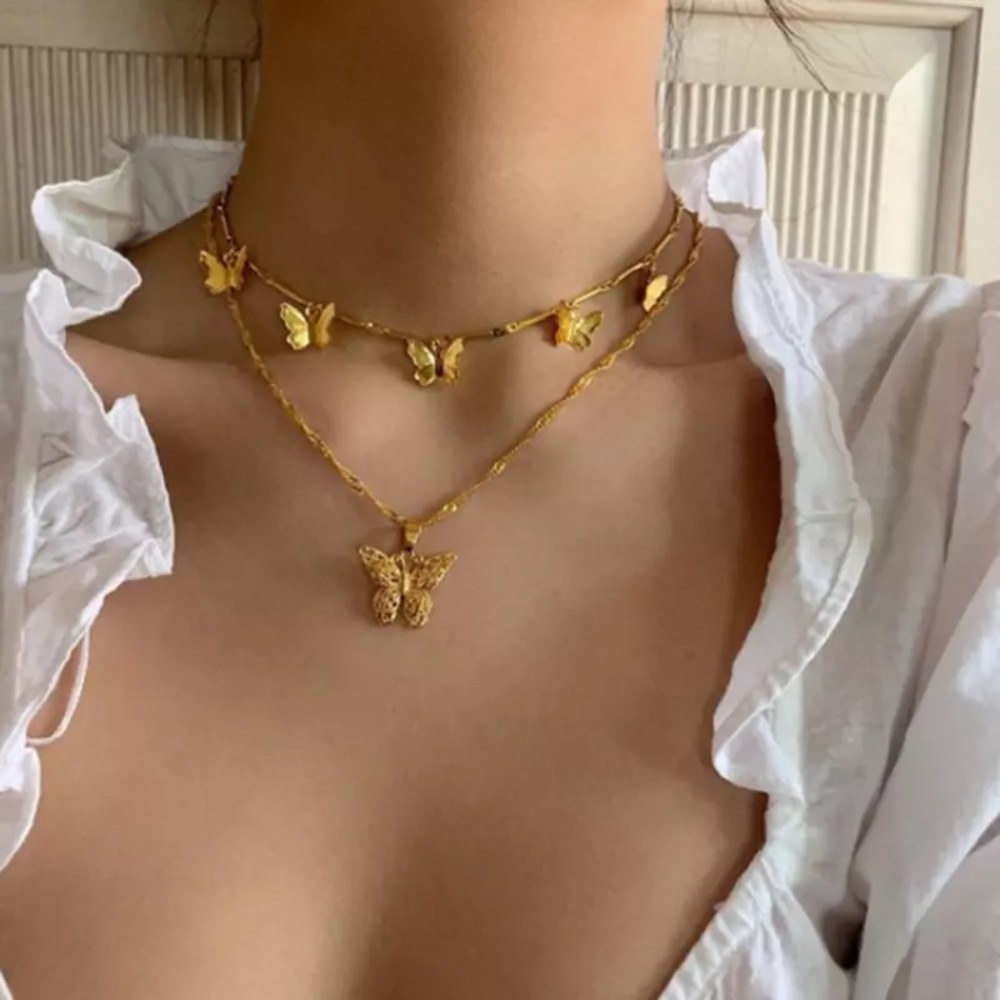 gold butterfly necklace